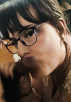 Abby sucks a big black cock and swallows cum