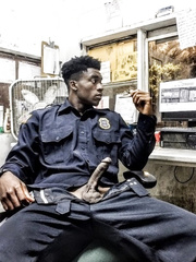 Big black dick security guard