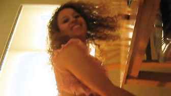 me modeling my pink lingerie