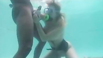 HOT INTERRACIAL UNDERWATER POOL FUCK