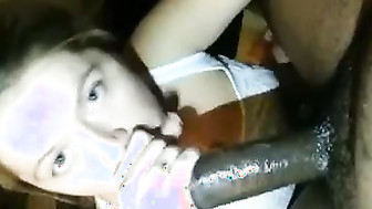 She squeezes out his cock juice