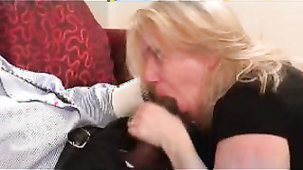 Busty blonde suck on BBC