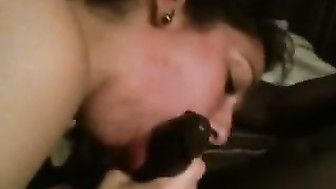 White girl learning to suck black cock