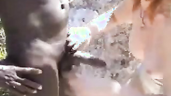 Amateur interracial couple on the beach