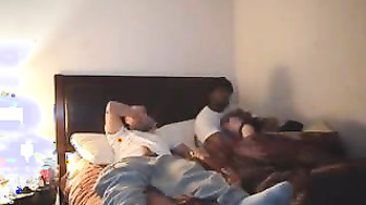 Husband share wife at home with a black friend