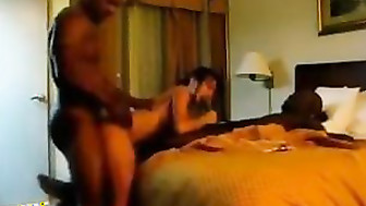 Two black guys on a asian girl