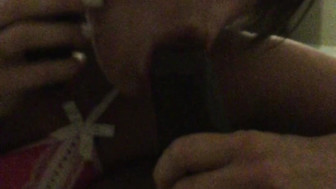 Sucking BBC while talking on phone