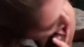 Cheating blonde deepthroats Black Dick