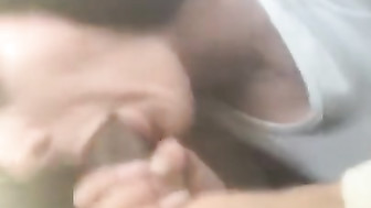 White Slut Sucking BBC and Swallow