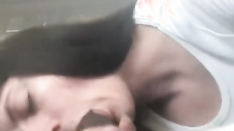 White Slut Sucking BBC and Swallow