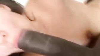 Hot brunette gets huge black dick