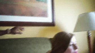 Blonde with huge tits with brown lover