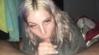 Blonde give blowjob