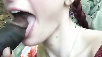 White girl sucks in public