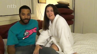 Humiliated cuck hubby eats creampie