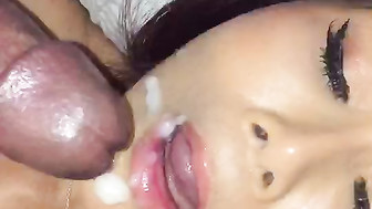 Husband lets BBC cum in his Thai wife mouth
