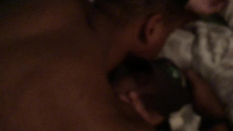 Wife looks at her husband while black man fucks her