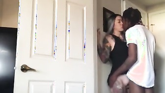 Tat blonde fucked by black guy