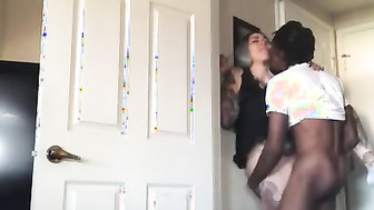 Tat blonde fucked by black guy