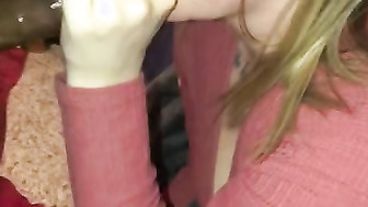 She can't tear herself away and doesn't let him go