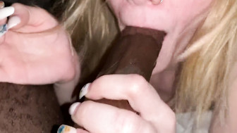 Hot white girl sucking black cock and gets creampied