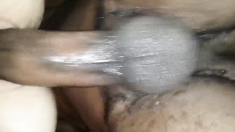 White pussy creampied by black cock Close Up