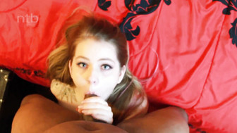 Sexy girl in red dress plays with dildo and fucks BBC