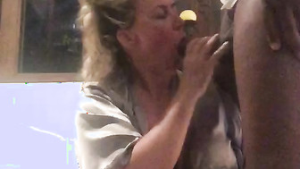 Neighbor's wife came to visit and sucking BBC