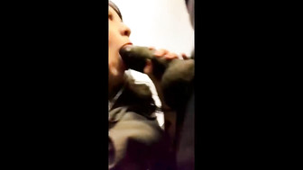 Huge dick sucking in an airplane WC