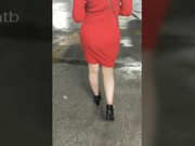 Girl in red dress sucks and fucks BBC in the car