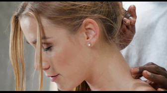 Black master massage therapist and lovely girl
