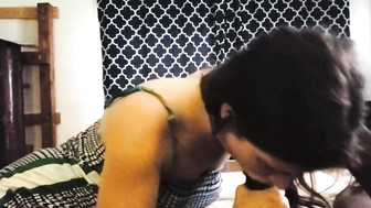 Sucks and Swallows every Drop from Black Cock