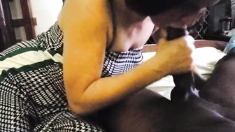 Sucks and Swallows every Drop from Black Cock