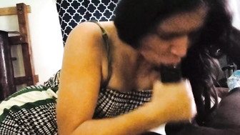 Sucks and Swallows every Drop from Black Cock