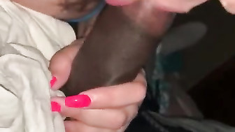 Cheating Wife Sucking BBC while Husband Callin