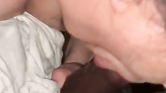 Cheating Wife Sucking BBC while Husband Callin