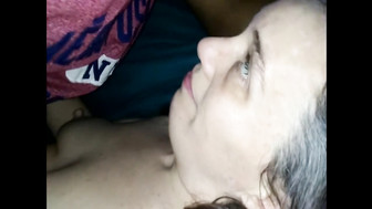 Shared wife getting a mouthful of black cum