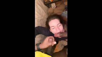 White girl couldn't Resist Sucking two BBC