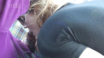 Cuckold MILF wife sucks and fucks BBC in the car