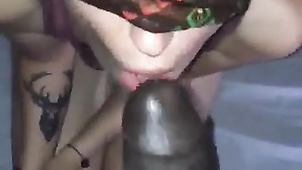 Blindfolded french slut loves sucking BBC