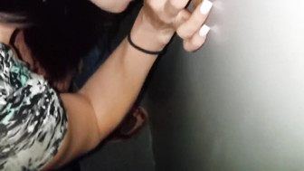 Hubby filming wife in gloryhole