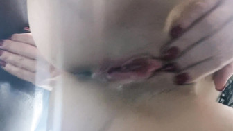 Black cock cums in white pussy