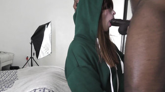 Cute white girl sucking black cock