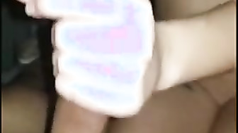 Blonde girl sucks black dick and masturbates