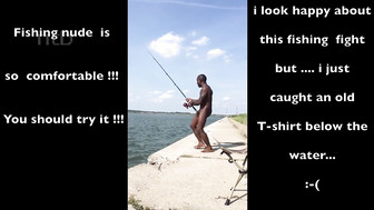 Hung black bull was fishing naked and the only "fish" he caught with his big black bait