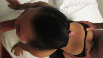 Gorgeous wife in stockings serviced two bull's cocks