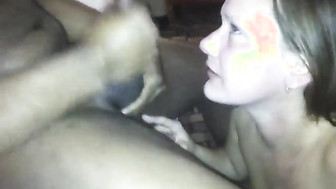 Wife swallows black cock's cum
