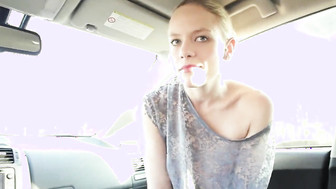 Cute wife Sucks BBC in Car