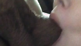 brunette gf with BBC in mouth