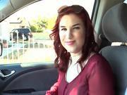 Redhead slut fucked in a car